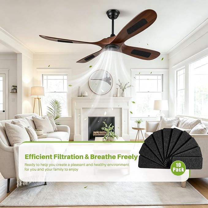 Fanluter 10 Pack Ceiling Fan Filters, Barnacle Activated Carbon Fan Filters - Image 2