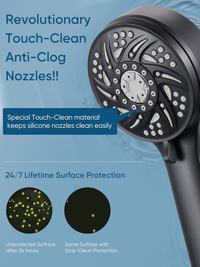 Cobbe High Pressure 3-Way Shower Head Combo, Hand Held Shower & Rain Shower Separately or Together, Dual 2 in 1 Showerhead with Stainless Steel Hose - Black