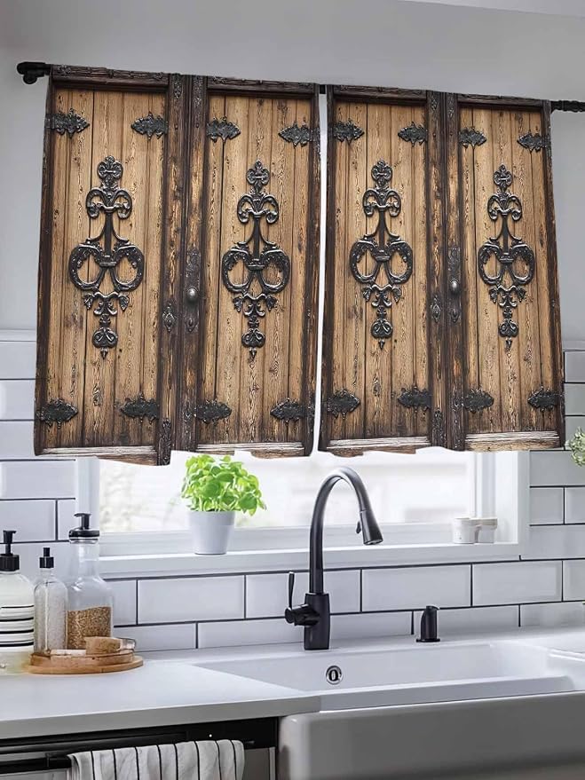 Sheer Curtains 54 Inch Length, Barn Door Semi Sheer Curtains Light Filtering - Image 5