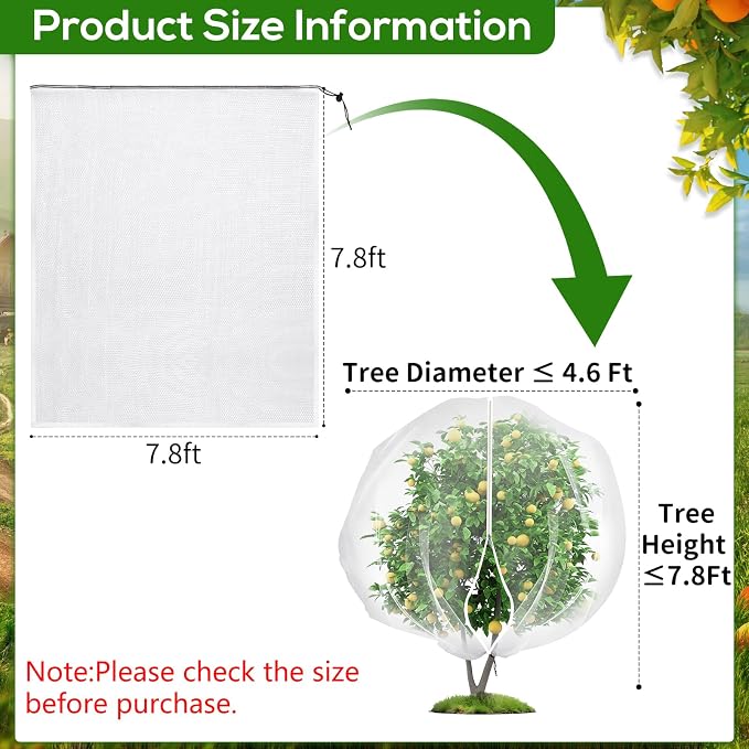 7.8 x 7.8 ft Large Fruit Tree Netting Cover - Image 2