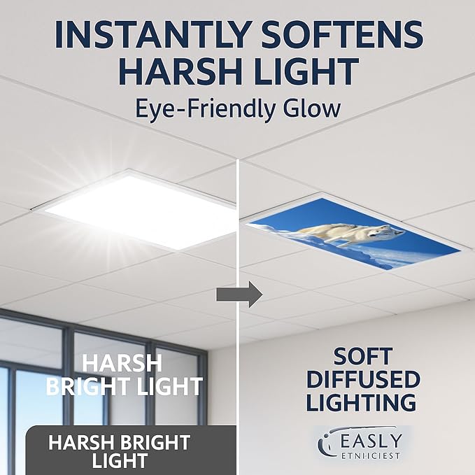 2 Pack Fluorescent Light Covers 4x2 ft Magnetic Light Covers - Image 2