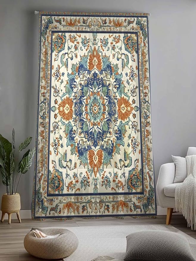 Sheer Curtains 108 Inches Long, Southwest Farmhouse Semi Sheer Curtains Light - Image 2