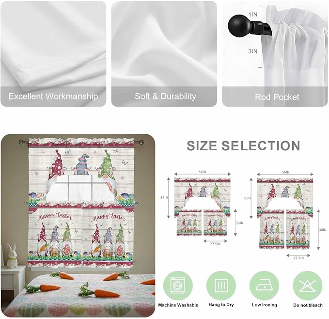 Swag Valance Curtains, Happy Easter Gnomes - Image 6