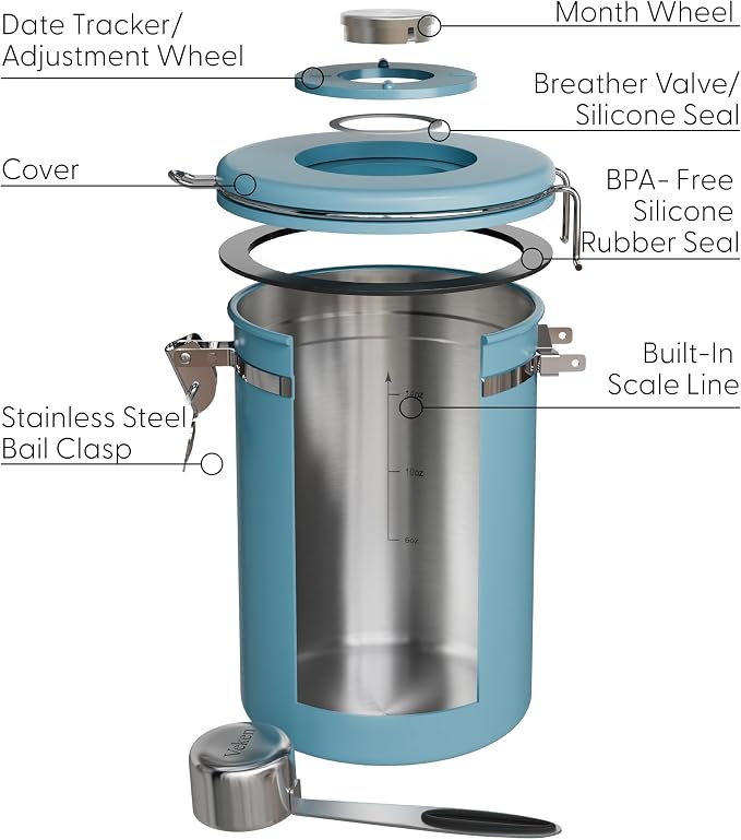 Veken Coffee Canister with Window, Airtight Stainless Steel Kitchen Food - Image 6