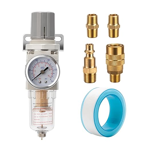 Pneumatic Air Compressor Filter Regulator Combo 1/4" NPT 150 PSI w/Adjustable by LNCHKA