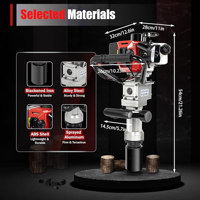 Gas Powered T-Post Driver, 900W 32.7CC T Post Pounder Driver Heavy Duty Gasoline - Image 2