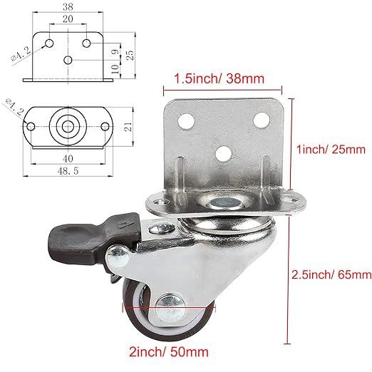 HOWDIA 2" Swivel Plate Caster Wheels - Image 2