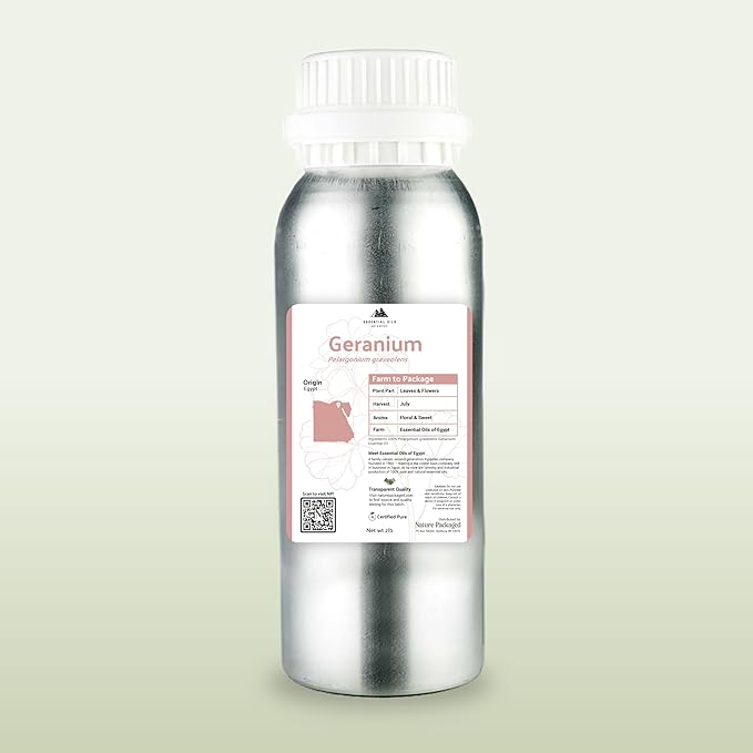 Geranium Essential Oil - Direct from Egypt Nile Delta - Pure Essential Oils for Body, Skincare & Balance - Natural Aceite de Geranio - 100% Pure Therapeutic Grade (15ml)