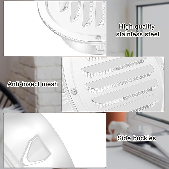 Zonon 24 Pcs Stainless Steel Soffit Vents 4 Inch Round Dryer Vent Cover - Image 5