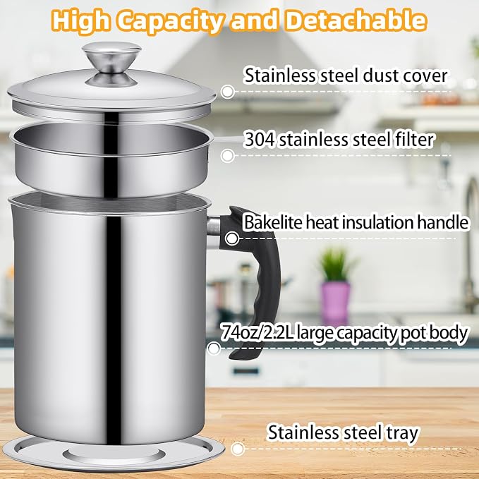 Kaemi 2.2L / 74OZ Bacon Grease Container - Image 2