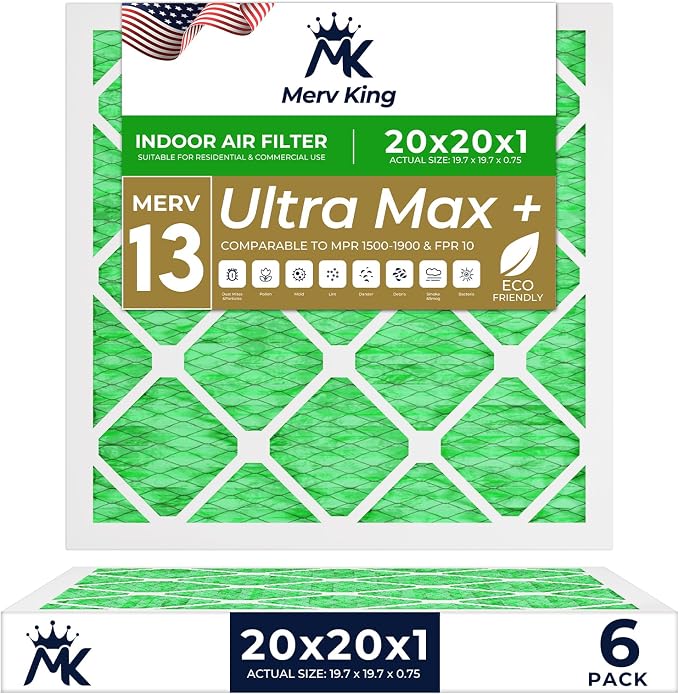 MervKing 20x20x1 Air Filter Actual Size: 19.7" x 19.7" x 0.75" MERV 13 MPR by MervKing
