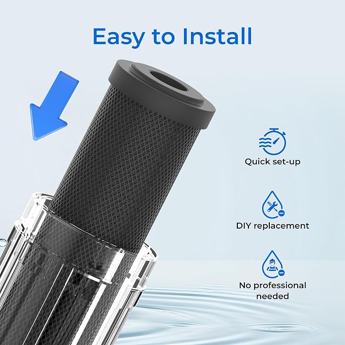 Waterdrop 2.5" x 10" Whole House CTO Carbon Water Filter Cartridge, 1 Micron - Image 6