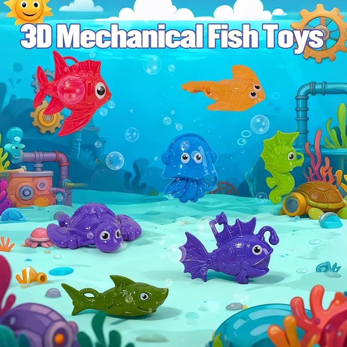 Bath Toys for Kids Ages 1-3, 22 PCS Mold-Free Toddler Bath Toys with Fishing Toy Game Fishing Pole Rod Net & Boats& No Hole Tub Toys with Mesh Bag, Water Pool Toys for Kids Ages 1 2 3 4 5 6 Years Old