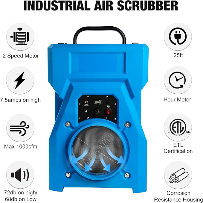 MOUNTO 1000cfm Portable Industrial Air Purifier Negative Air Scrubber - Image 7
