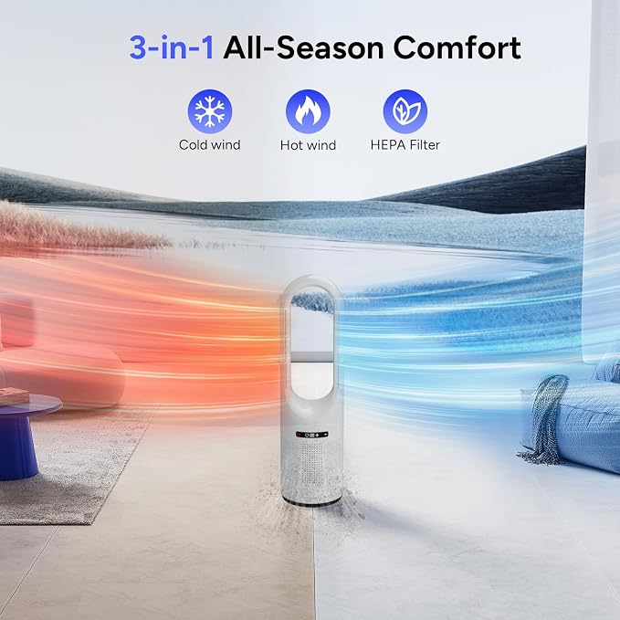 3 IN 1 Tower Fan, 31.5Inch Cooling & Heating Bladeless Fan - Image 7