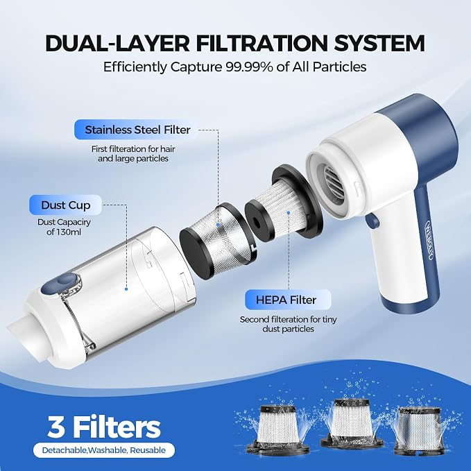 Handheld Vacuum Cordless, 16000PA High Power Car Vacuum - Image 6