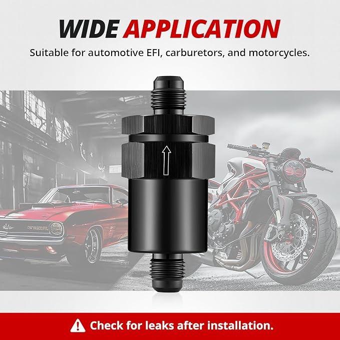 EVIL ENERGY 6AN Billet Inline Fuel Filter 30 Micron Aluminum Black - Image 6