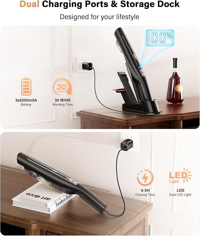 Handheld Vacuum Cordless, 24KPA High Power Car Vacuum - Image 4