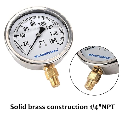 MEASUREMAN 4" Dial Size, Glycerin Filled Plumbing Pressure Gauge, Stainless - Image 4
