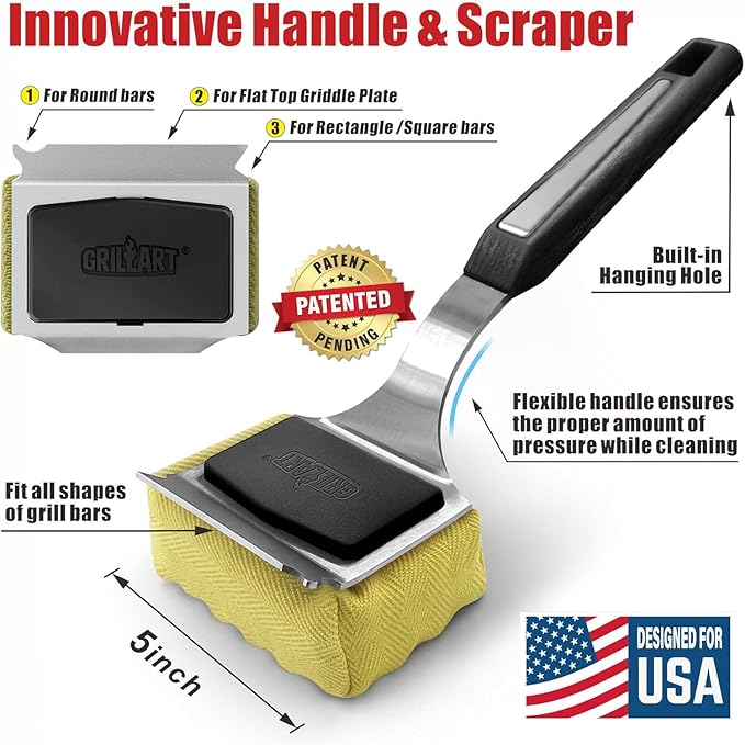 GRILLART Grill Brush Bristle Free. Upgraded BBQ Replaceable Cleaning Head - Image 4