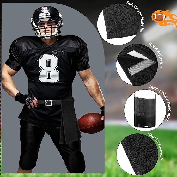 Shimeyao 3 Pcs Cotton Sports Football Towel with Closure Pitching Football Sweat Towel for Sports Gym Men Women Accessories(Black, Red, and White, Various)