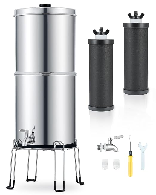 CO-Z Gravity Fed Water Filter System, Stainless Steel Gravity Water Purifier by CO-Z
