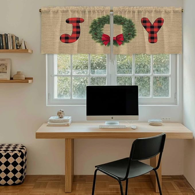 Red Green Christmas Kitchen Tier Curtains 24 Inch Long 2 Panel Set, Rod Pocket - Image 6