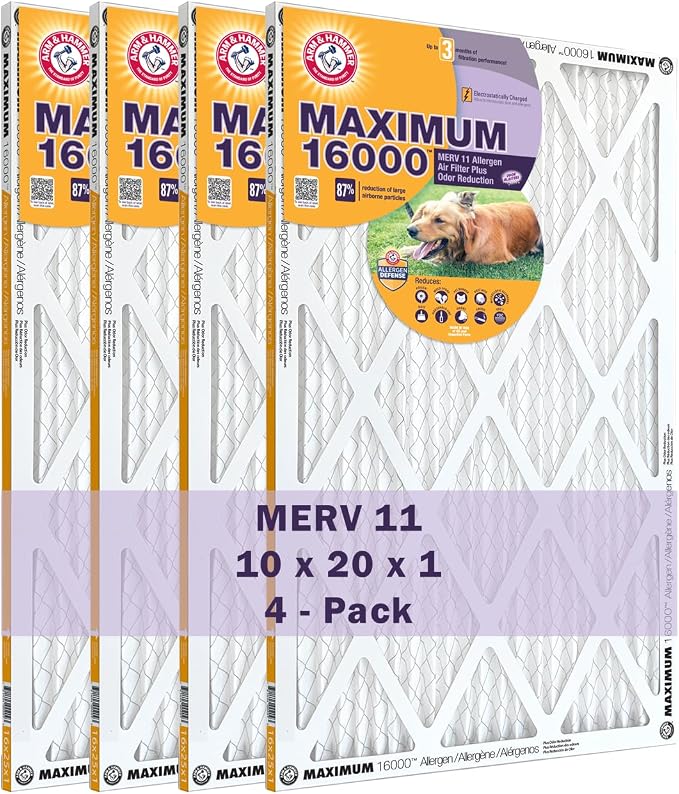 Arm & Hammer Max Allergen & Odor Reduction 10x20x1 Air and Furnace Filter by ARMHAMMER