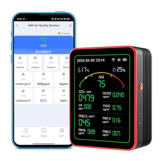 WiFi Smart Air Quality Monitor: 15-in-1 Indoor Air Quality Meter Detects PM by SENCKIT