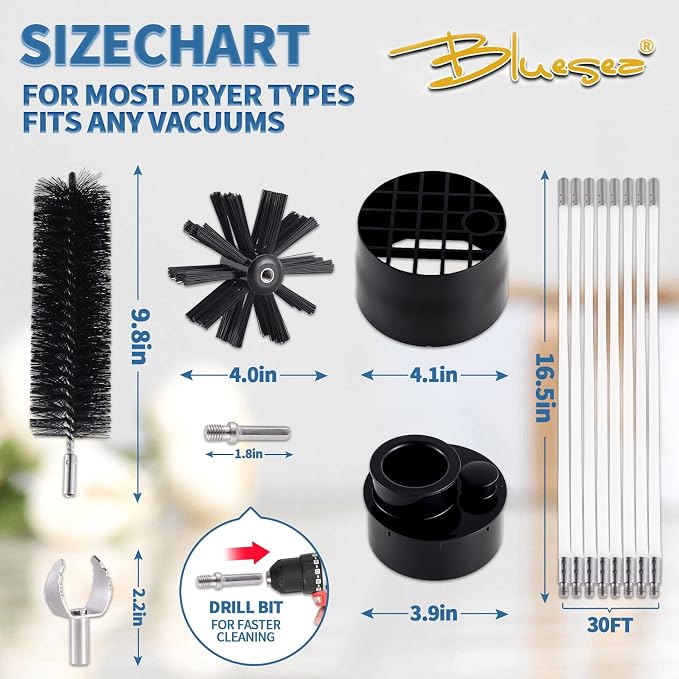 Bluesea 7 Pieces 30 Feet Dryer Vent Cleaner Kit, Reinforced Nylon Dryer Vent - Image 5