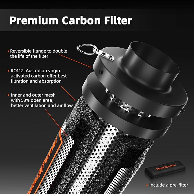 Spider Farmer Smart Air Filtration Kit 6", Inline Duct Fan, GGS Temperature - Image 8