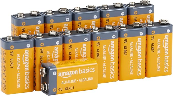 Amazon Basics 12-Pack 9V Long-Lasting Alkaline Batteries, 5-Year Shelf Life by AmazonBasics