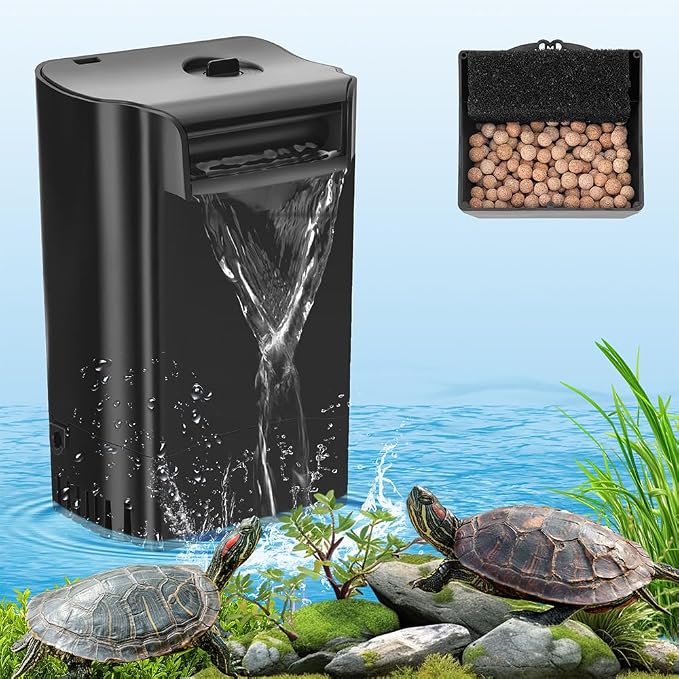 Turtle Tank Filter Internal Power Aquarium Filter Low Water Level Biofiltration by DaToo