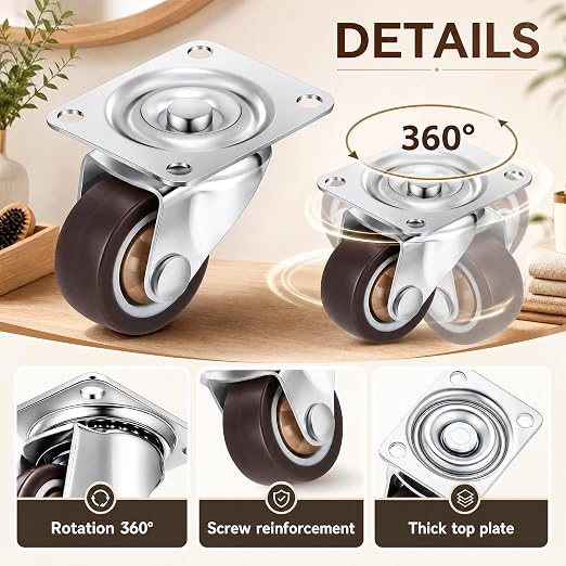 Maitys 12 Pcs 0.5" Swivel Profile Casters Wheels - Image 3