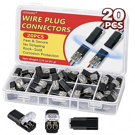 20Pcs Large Quick Connect Wire Connectors – No Stripping Double Wire Plug in by Unknown