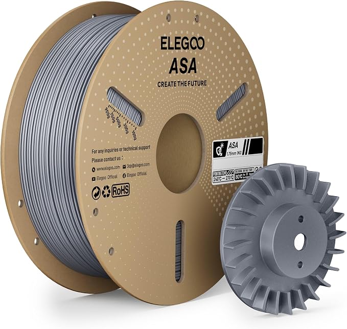 ELEGOO ASA Filament 1.75mm Gray 1KG, UV & Weather Resistant 3D Printer Filament by ELEGOO