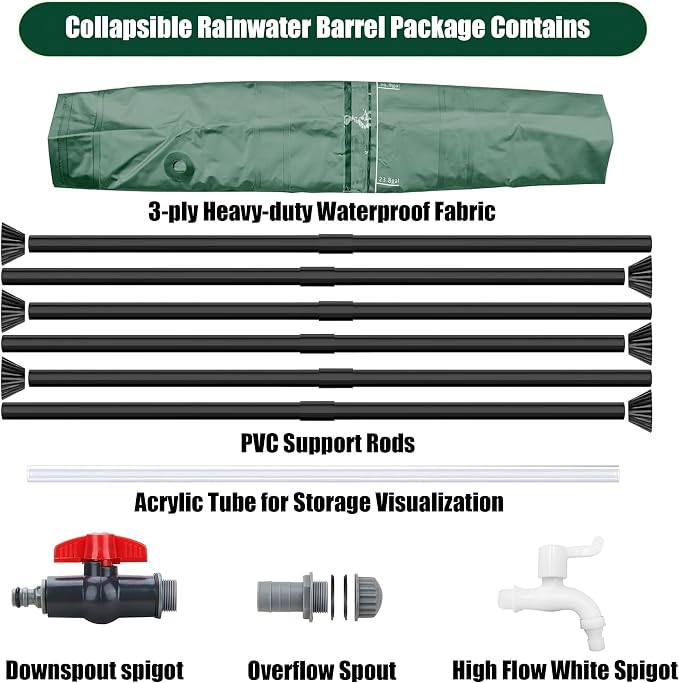 THUNDERBAY 53 Gallon Collapsible Rain Barrel, Portable Rain Barrels to Collect - Image 3