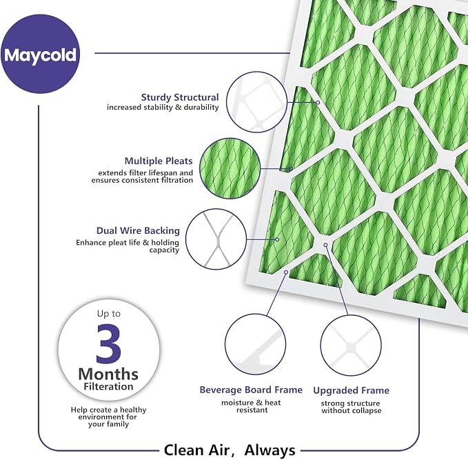 Maycold 14x20x1 MERV 13 Furnace Air Filter, High-Performance HVAC AC Filters - Image 3