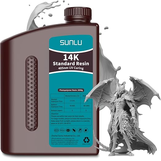 SUNLU 14K High Precision 3D Printer Resin 2KG, Standard 3D Printing Resin by SUNLU