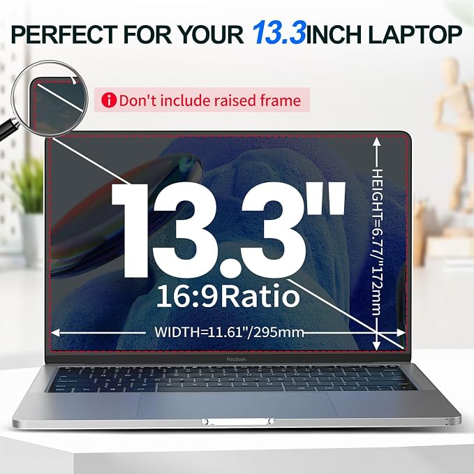 2Pack Magnetic 13.3 Inch Laptop Privacy Screen 16:9 Aspect Ratio, Removable - Image 4