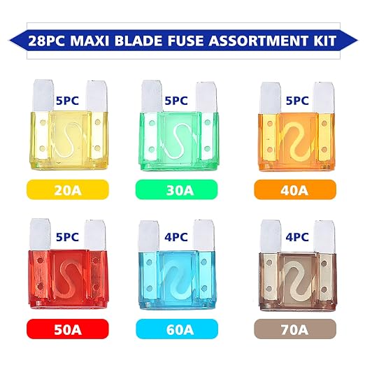 Maxi Blade Fuse Assortment, Car Fuse, 20A 30A 40A 50A 60A 70A Maxi Auto Fuse Kit - Image 3