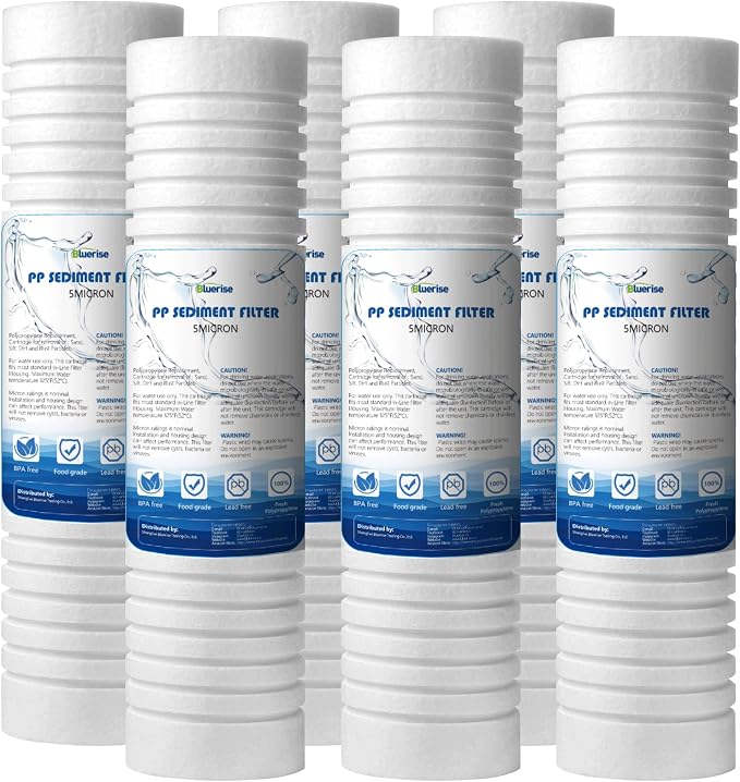 BLUERISE 5 Micron 10" x 2.5" Water Filter Replacement Whole House Sediment Home by Bluerise