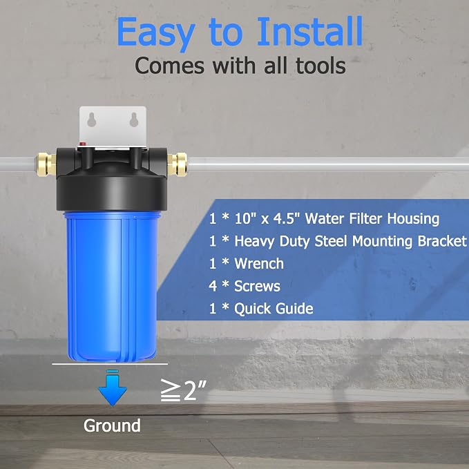 WHB10 Whole House Water Filter Housing, Fit 10"x4.5" Sediment etc Filters - Image 4