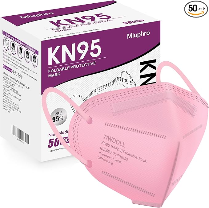 Miuphro KN95 Face Mask 50 Pack, Disposable Respirator Masks, 5 Layer Design by Miuphro