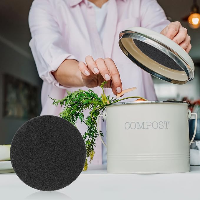ddLUCK 6 Pack Kitchen Compost Bin Filter, Round Food Waste Bins Activated - Image 5