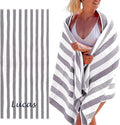 Personalized Passion Beach Towels for Adults - Custom Pool Towels with Name - Highly Absorbent Cotton - Striped Design for Women & Men - Large 70x30 Bath Sheet for Hotel, Swim & Camping - Grey