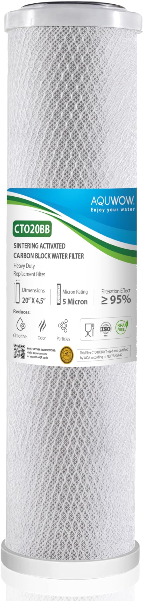 CTO20BB 5 Micron 4.5" x 20" Carbon Block Water Filter Set – Replacement by YourHealthIsOurPriority
