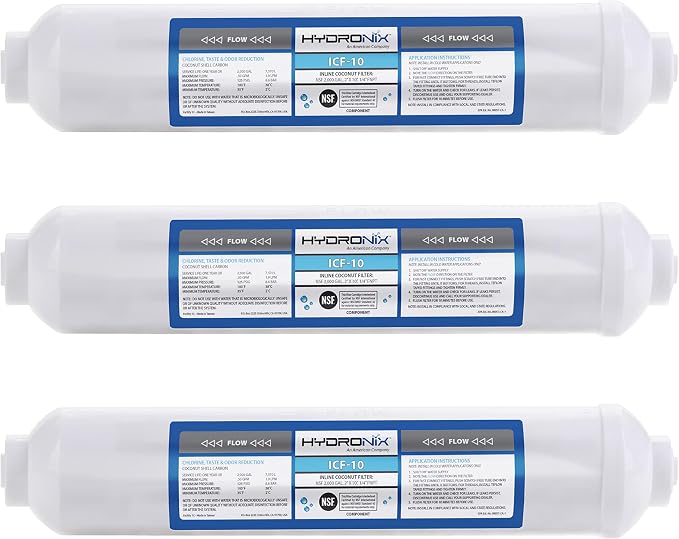 Hydronix ICF-10 Inline Post Activated Carbon Water Filter Replacement Cartridge by Hydronix