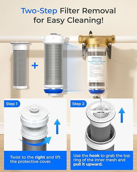 Waterdrop Mega Spin Down Sediment Filter, Upgraded Reusable Backwash Whole - Image 2