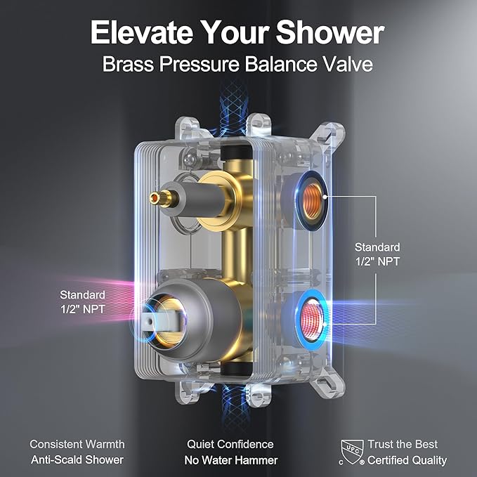 Brushed Nickel 10 Inch Rainfall Shower System with Handheld Spray & Adjustable Slide Bar, Wall Mount Bathroom Shower Faucet Set, Valve Included